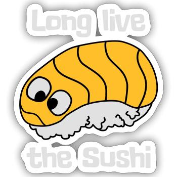 Long live the sushi - Sticker size S (10 x 10 cm) - white matte - Front