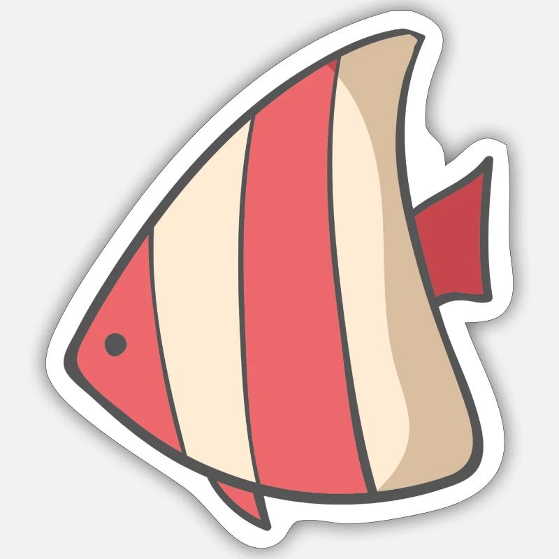 Poisson rayé - Sticker taille S (10 x 10 cm) - blanc mat