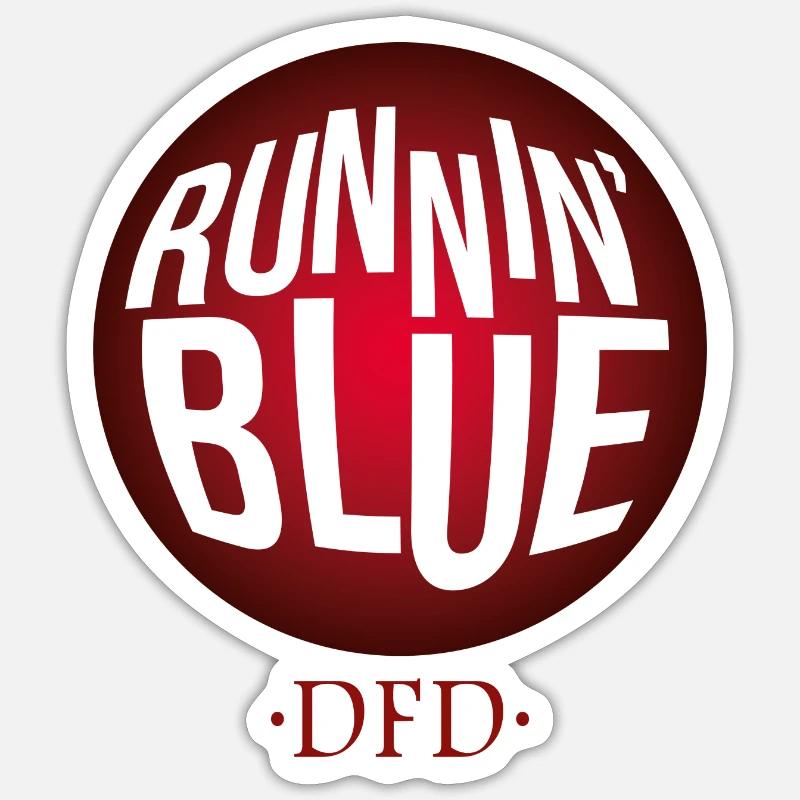 Runnin 'Blue - Sticker taille S (10 x 10 cm) - blanc mat
