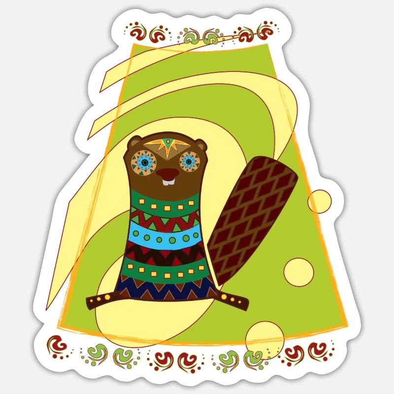 castor - Sticker taille S (10 x 10 cm) - blanc mat