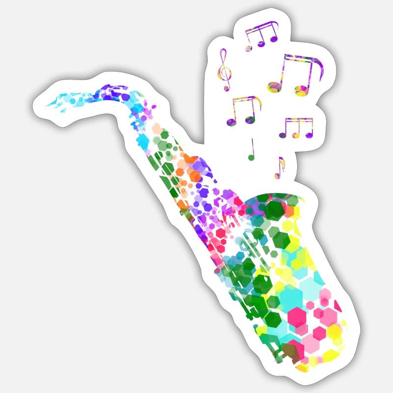 Saxophon - Sticker Größe S (10 x 10 cm) - Mattweiß