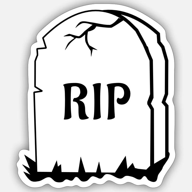 Pierre tombale au repos - Sticker taille S (10 x 10 cm) - blanc mat