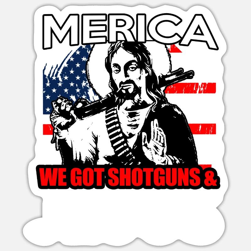 Gun Jesus with Shotgun Sticker taille S (10 x 10 cm)