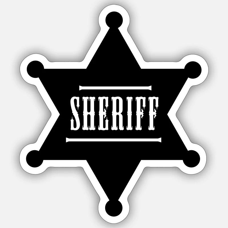 shérif - Sticker taille S (10 x 10 cm) - blanc mat