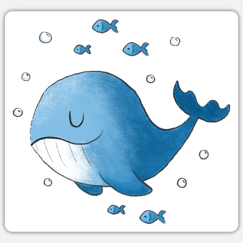 Wal - Sticker Größe S (10 x 10 cm) - Mattweiß