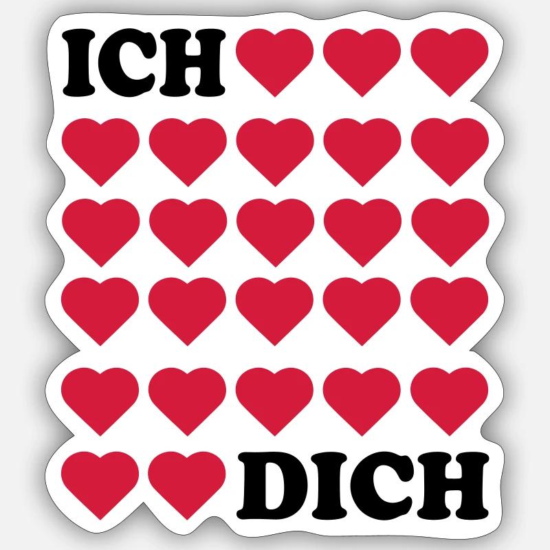 Ich liebe Dich - Sticker Größe S (10 x 10 cm) - Mattweiß