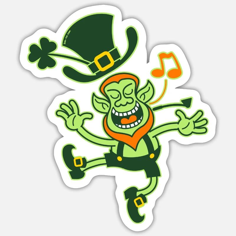 Leprechaun Dancing and Singing - Sticker size S (10 x 10 cm) - white matte