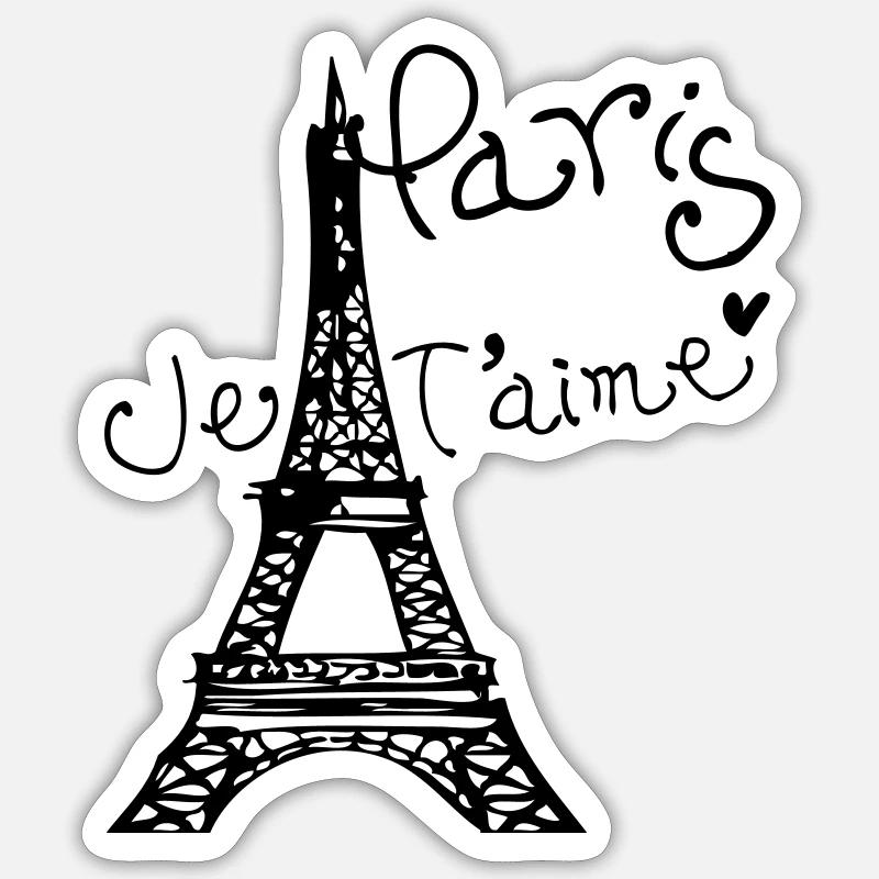 Paris Je T'aime Tour Eiffel - Sticker taille S (10 x 10 cm) - blanc mat