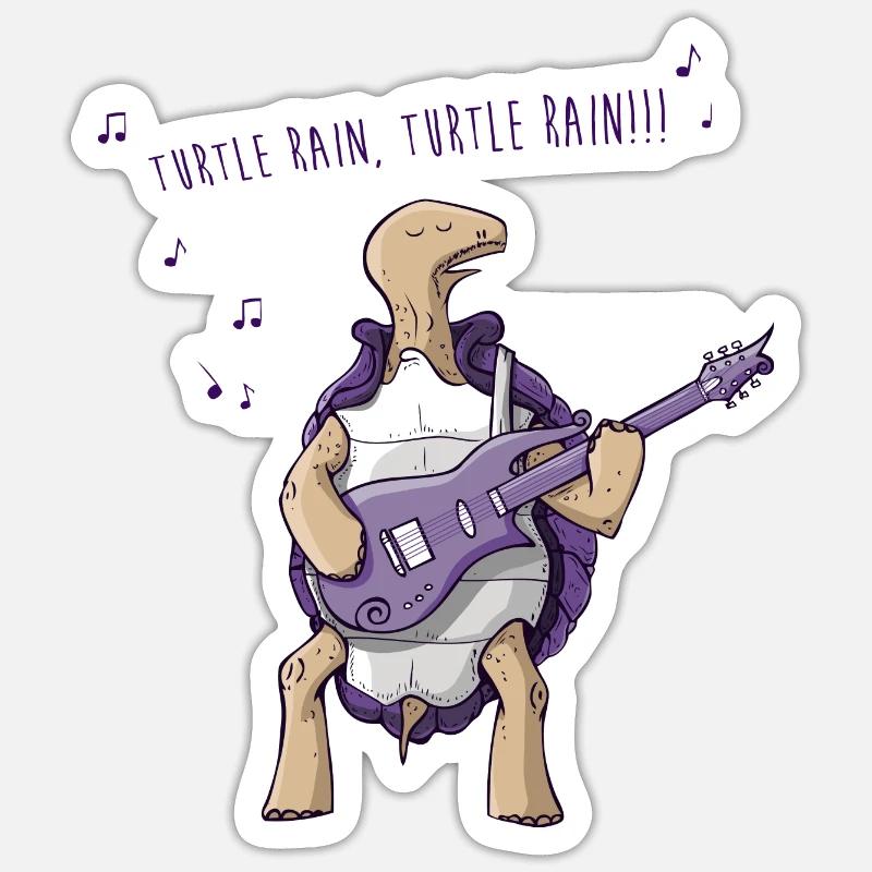 Turtle rain - Sticker size S (10 x 10 cm) - white matte
