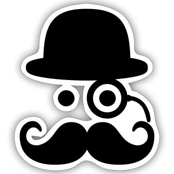 Smiley Mustache - Sticker Größe S (10 x 10 cm) - Mattweiß - Vorne