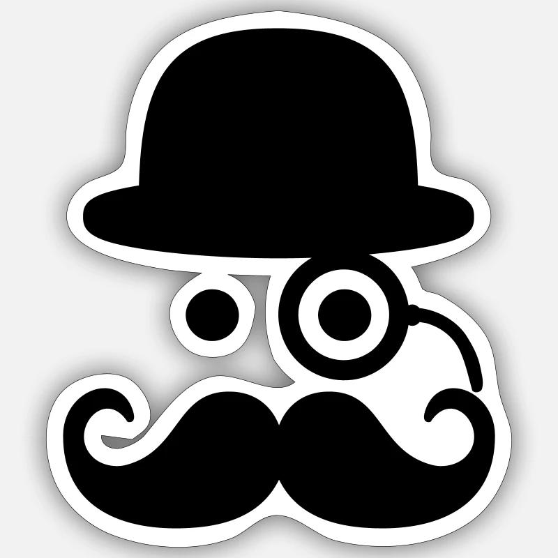 Smiley Mustache - Sticker Größe S (10 x 10 cm) - Mattweiß