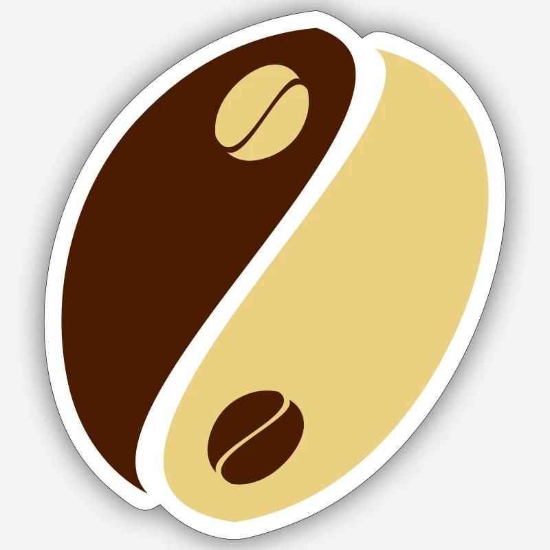 Coffee Bean Yin Yang - Sticker taille S (10 x 10 cm) - blanc mat