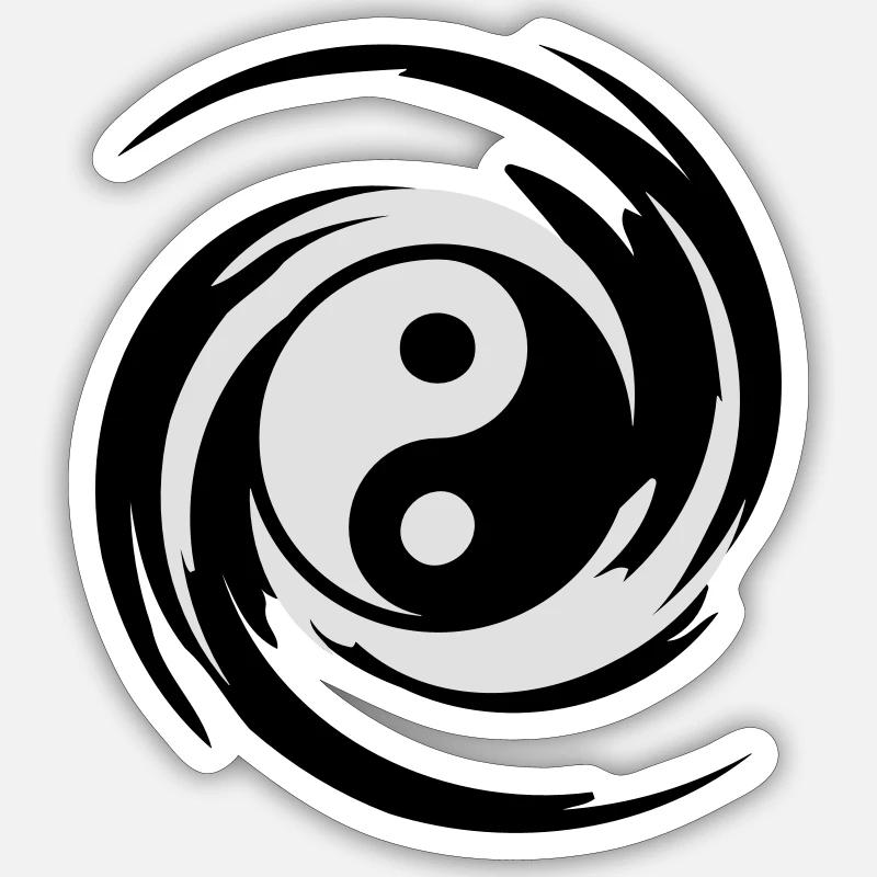 Yin Yang Swirl - Sticker taille S (10 x 10 cm) - blanc mat