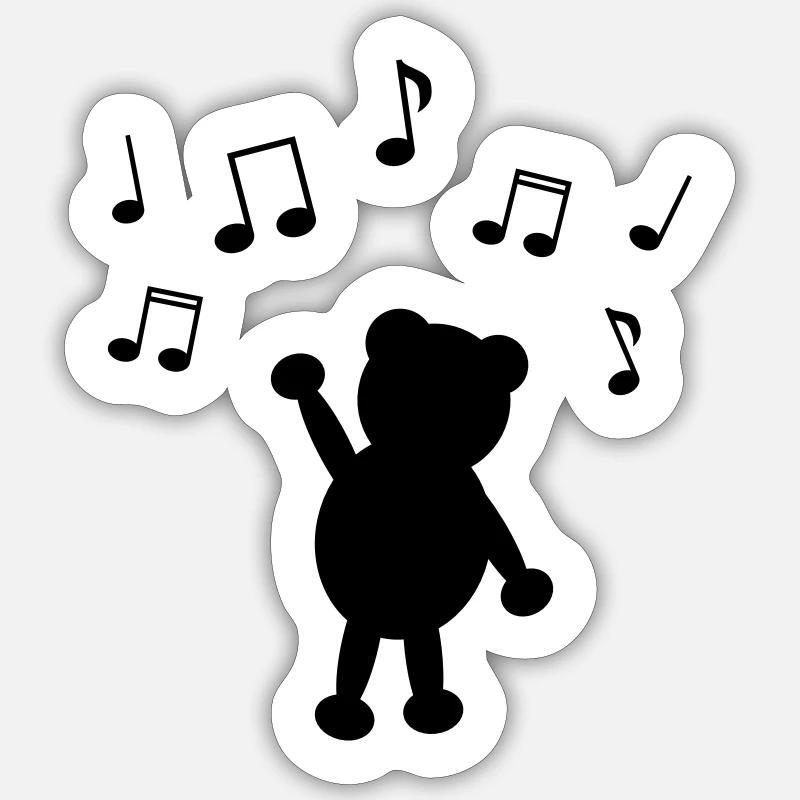 music teddy - Sticker size S (10 x 10 cm) - white matte