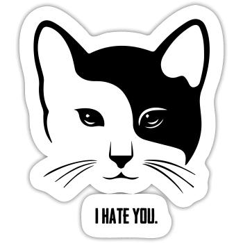 Cat: I Hate You. - Sticker size S (10 x 10 cm) - white matte - Front