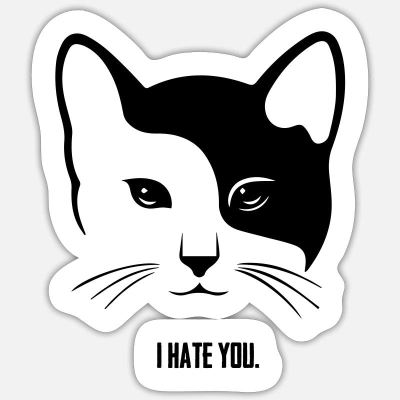 Katze: I Hate You. - Sticker Größe S (10 x 10 cm) - Mattweiß
