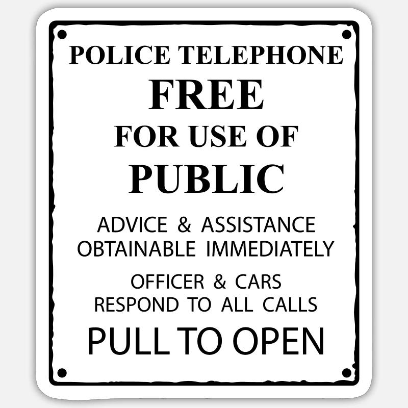 police box text Sticker size S (10 x 10 cm)