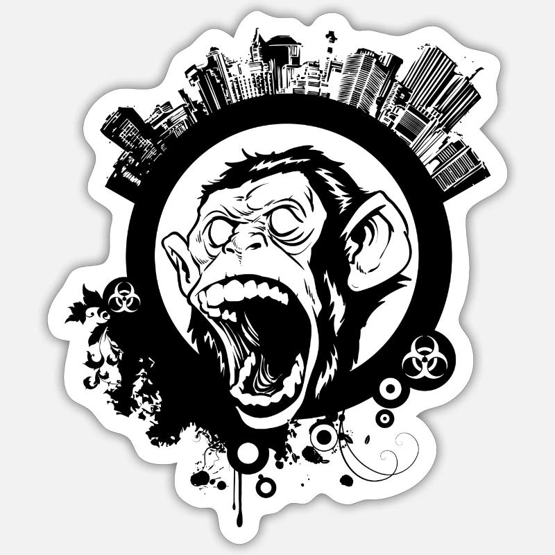 urban monkey, affe Sticker Größe S (10 x 10 cm)