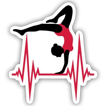 yoga pouls fréquence cardiaque femme gymnastique sport - Sticker taille S (10 x 10 cm) - blanc mat - Devant