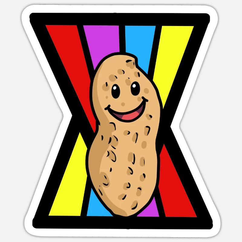Cacahuètes Noix Noix Nourriture Joyeuse - Sticker taille S (10 x 10 cm) - blanc mat