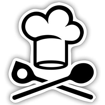 Cuisinier - Sticker taille S (10 x 10 cm) - blanc mat - Devant