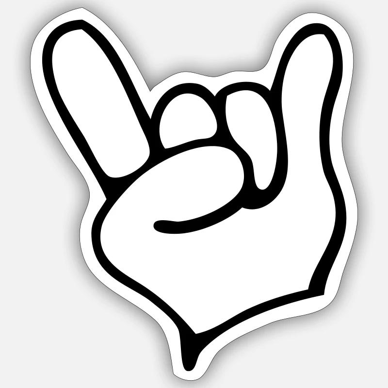 Rock Hand - Devil - Pommesgabel - Teufelshörner - Sticker Größe S (10 x 10 cm) - Mattweiß