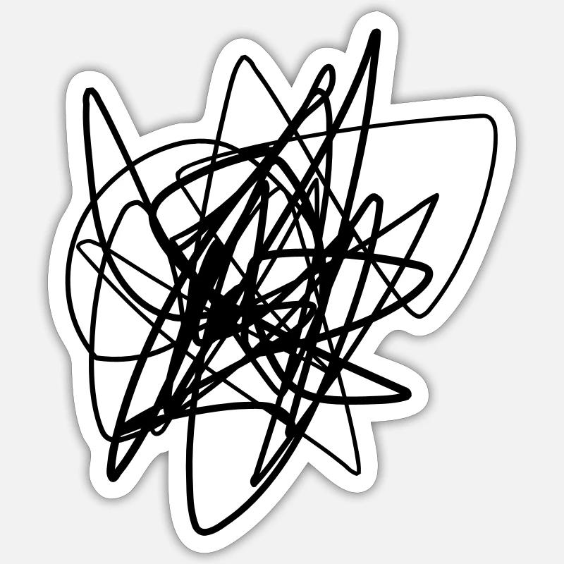 Scribbled chaotic strokes pattern - Sticker size S (10 x 10 cm) - white matte