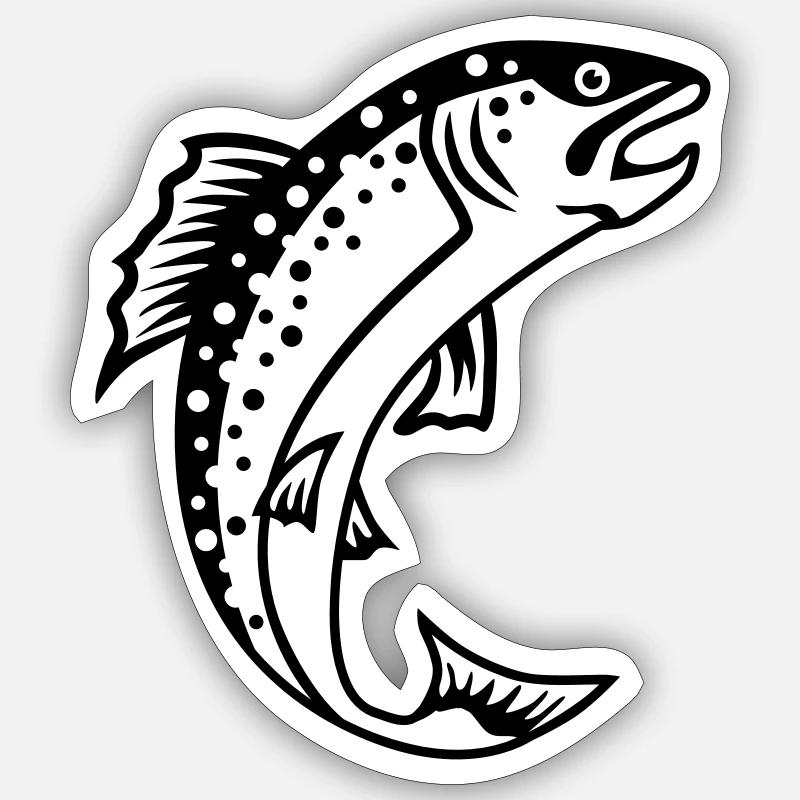 Truite - Sticker taille S (10 x 10 cm) - blanc mat