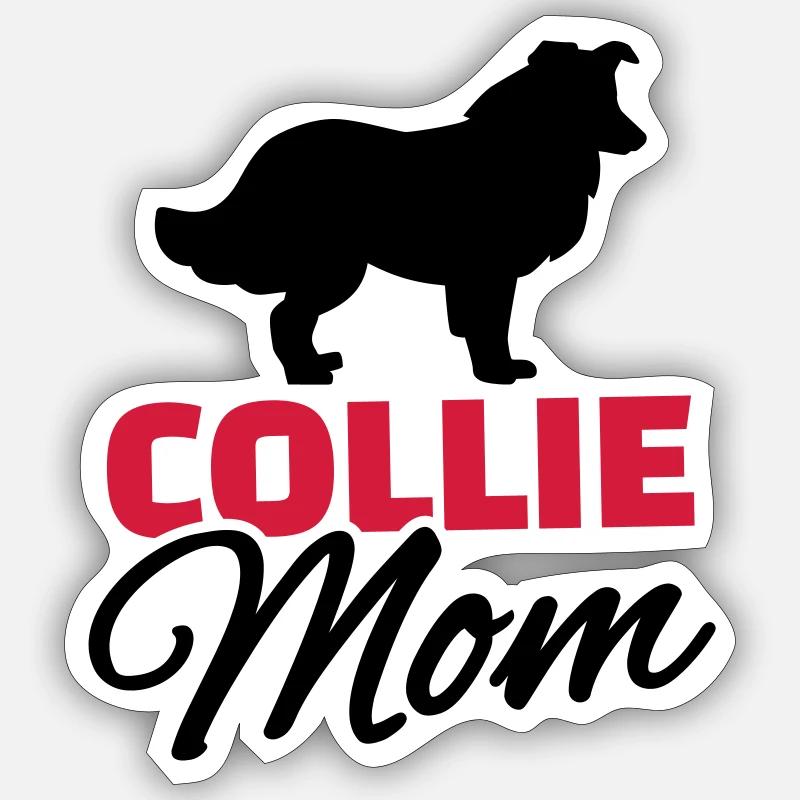 Collie Mom - Sticker taille S (10 x 10 cm) - blanc mat