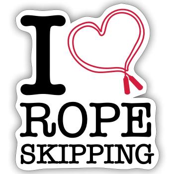 I Love Liebe Herz Seilspringen Rope Skipping - Sticker Größe S (10 x 10 cm) - Mattweiß - Vorne