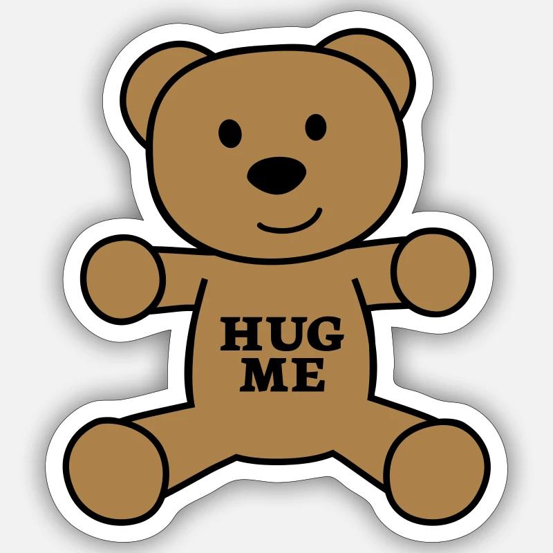 teddy bear hug me - Sticker size S (10 x 10 cm) - white matte