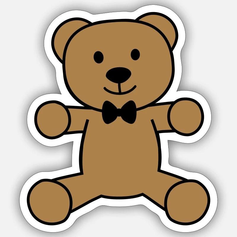 teddy bear with bow tie - Sticker size S (10 x 10 cm) - white matte