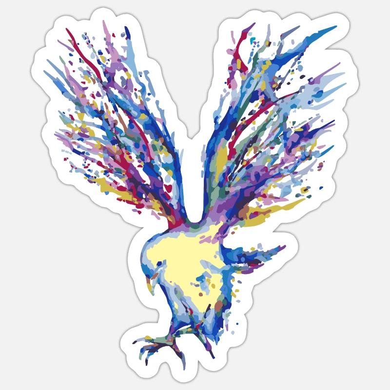 Oiseau de couleur - Sticker taille S (10 x 10 cm) - blanc mat