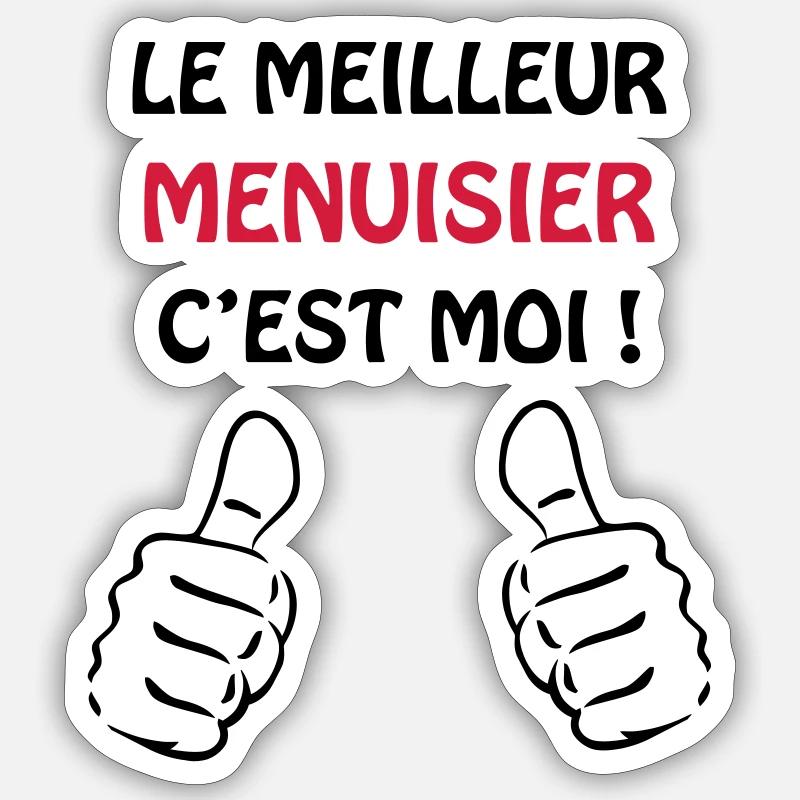 Menuisier / Menuiserie / Bois / Charpentier - Sticker taille S (10 x 10 cm) - blanc mat