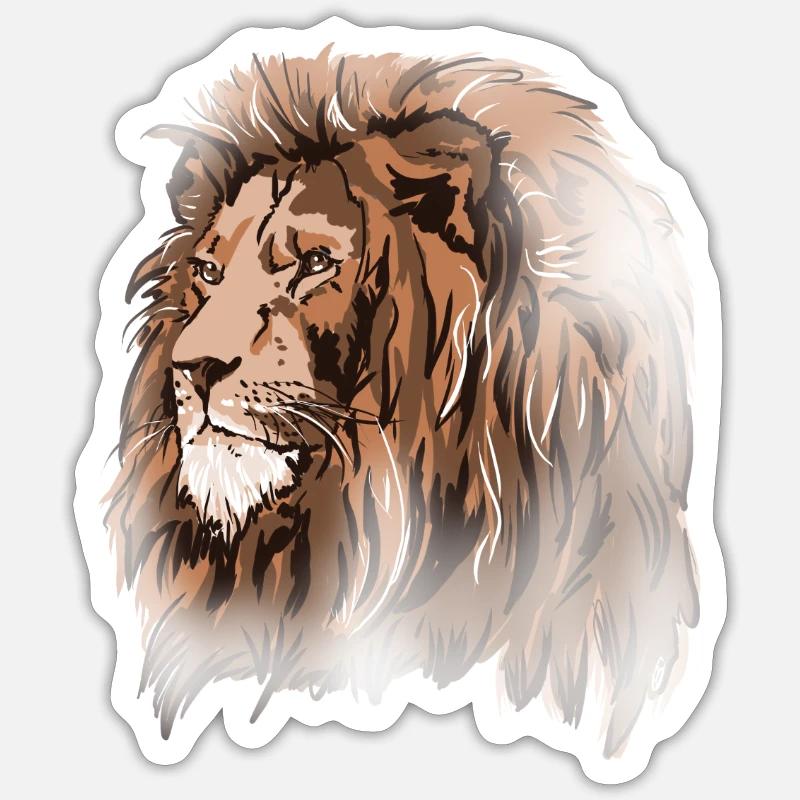 Lion - Sticker taille S (10 x 10 cm) - blanc mat