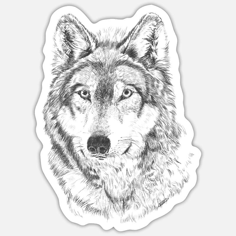 Wolf - Sticker taille S (10 x 10 cm) - blanc mat