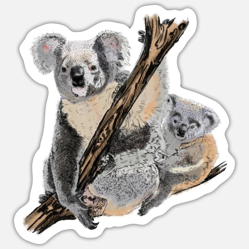 Koala - Sticker Größe S (10 x 10 cm) - Mattweiß