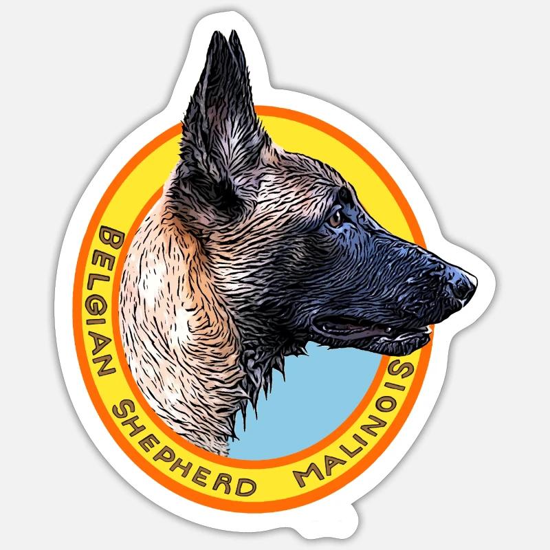 belgian sheperd malinois mali - Sticker taille S (10 x 10 cm) - blanc mat