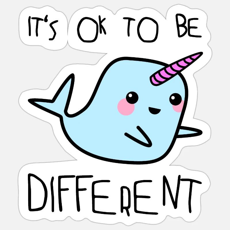 Wal Einhorn suess Geschenk BE DIFFERENT Sticker Größe S (10 x 10 cm)