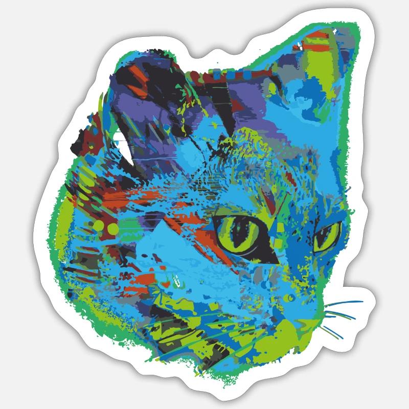 cat, cat, illustration, graffiti, cat, - Sticker size S (10 x 10 cm) - white matte