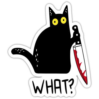 Schwarze Katze Was? - Sticker Größe S (10 x 10 cm) - Mattweiß - Vorne