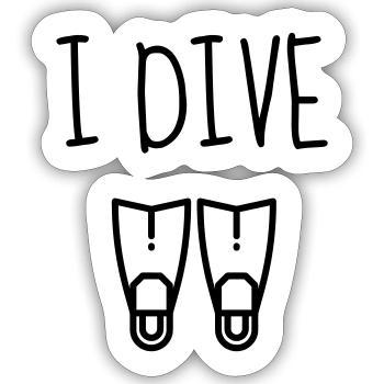Tauchen / Taucher / Diving / Scuba Diving - Sticker Größe S (10 x 10 cm) - Mattweiß - Vorne