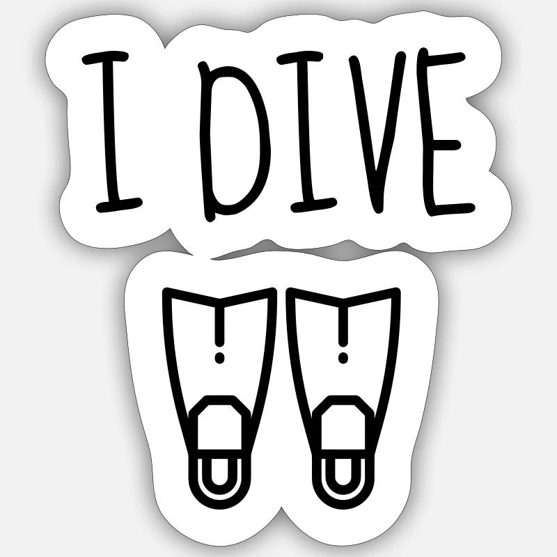Plongée Sous-Marine / Plongeur / Diver / Natation - Sticker taille S (10 x 10 cm) - blanc mat