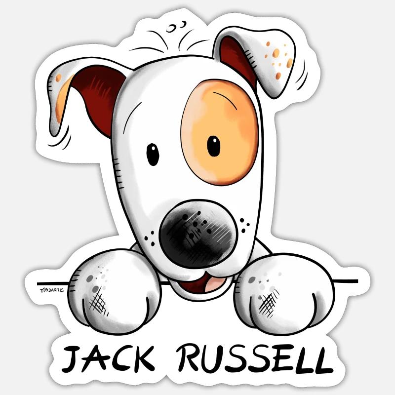Funny Jack Russell Comic - Sticker taille S (10 x 10 cm) - blanc mat
