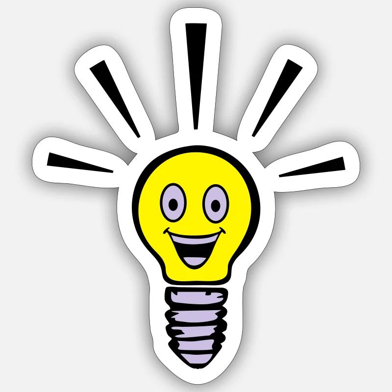 lustige Glühbirne - Idee - Sticker Größe S (10 x 10 cm) - Mattweiß