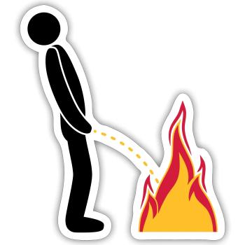 fire extinguish flames hot fire brigade logo in ste - Sticker size S (10 x 10 cm) - white matte - Front