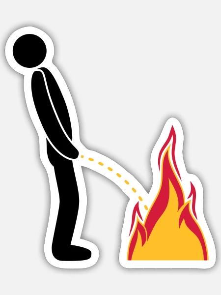 feuer loeschen flammen heiss feuerwehr logo im ste - Sticker Größe S (10 x 10 cm) - Mattweiß
