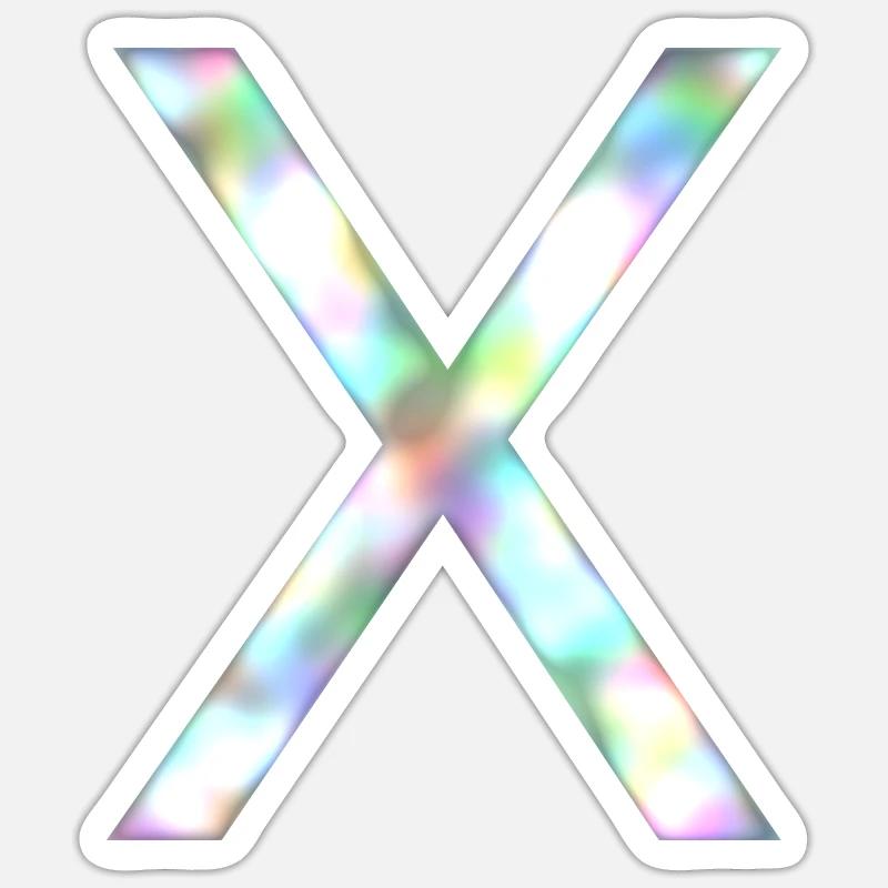 X - Arc-en-ciel - Sticker taille S (10 x 10 cm) - blanc mat