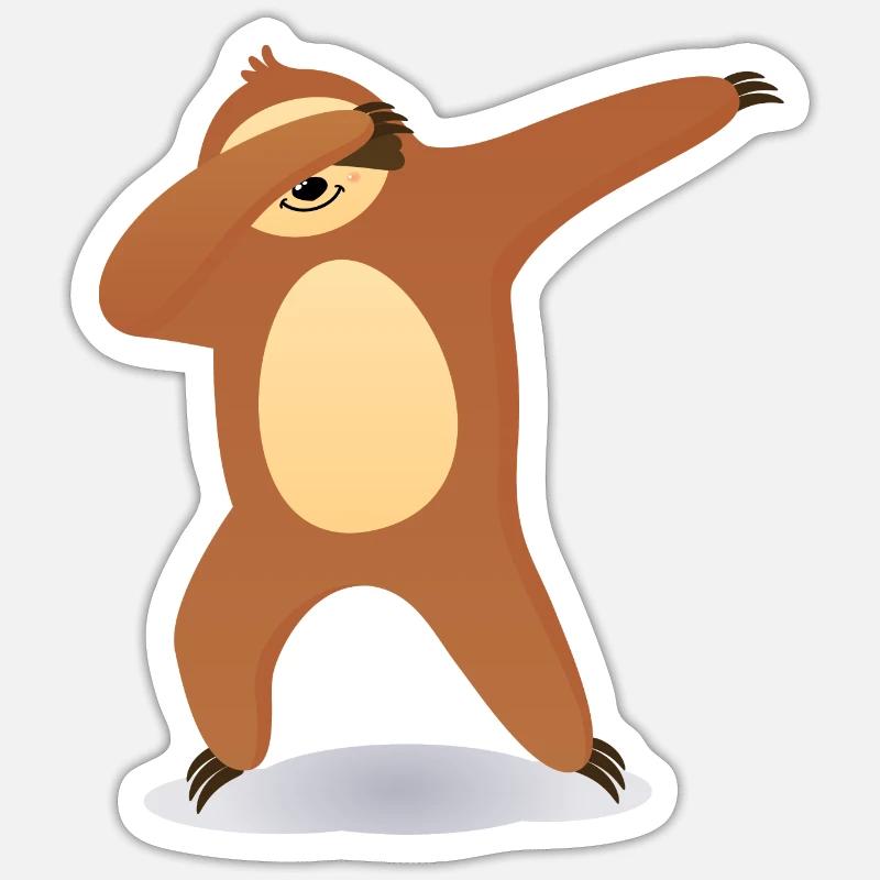 Dabbing Sloth - Sticker taille S (10 x 10 cm) - blanc mat