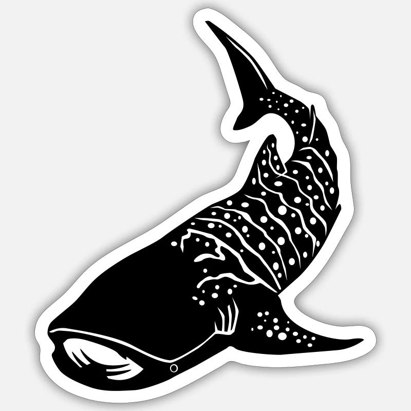 Requin-baleine 2 - Sticker taille S (10 x 10 cm) - blanc mat